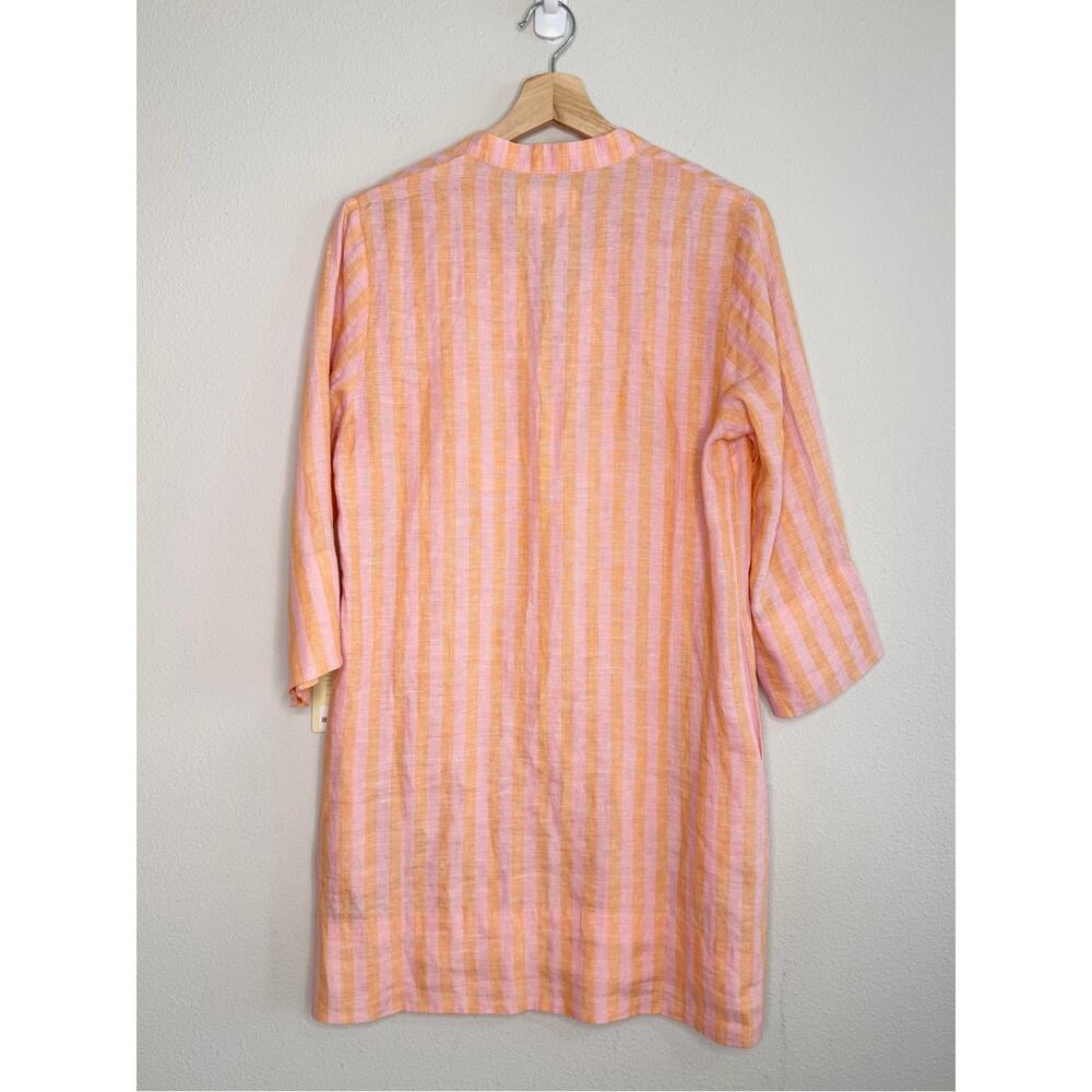 TROVATA BIRDS OF PARADISE Lucca Pink & Peach Linen Striped Shift Dress Size XS - Picture 3 of 6